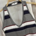 Halter Neck Striped Knit Top